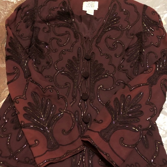 Carmen Marc Valvo showrm sample beaded jkt sz 8. - Picture 5 of 6